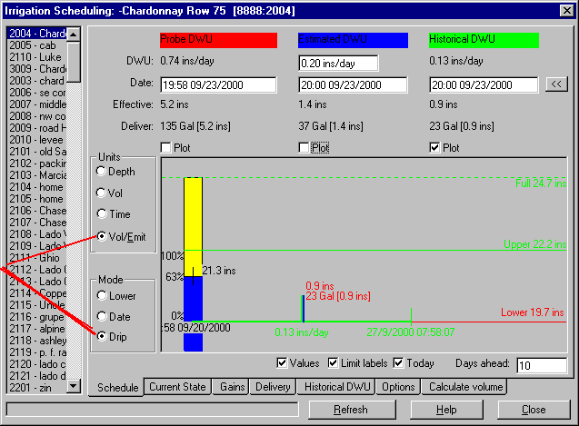 ReadingsMenu/Scheduling screen (16304 bytes)